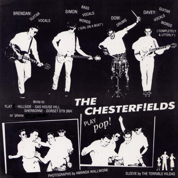The rear cover of a Chesterfieds showing the band in high spirits, if black and white